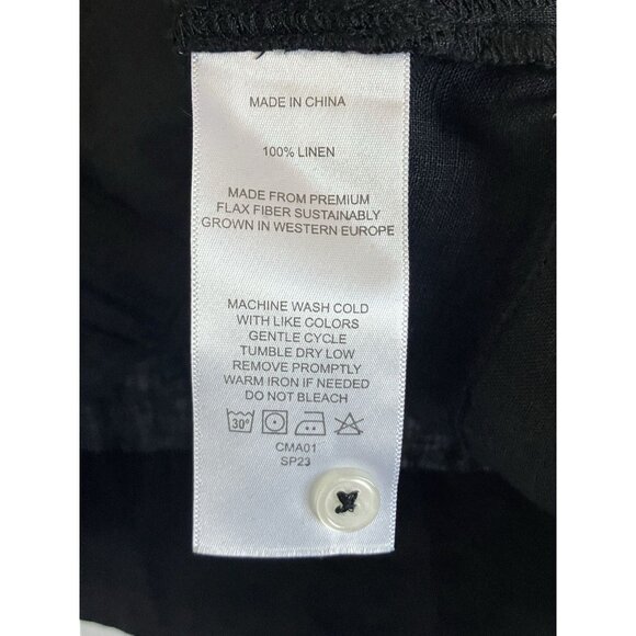 Quince Top European Linen Short Sleeve Shirt Boxy Black Medium Classic - Picture 8 of 8